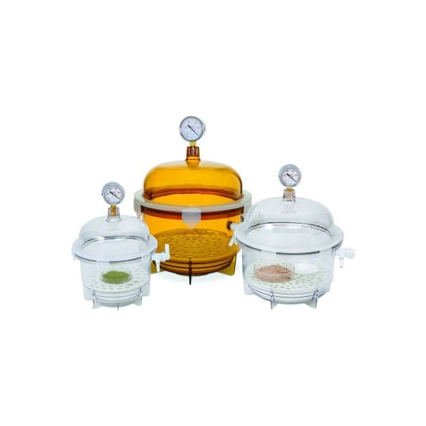 Bel-Art F42400-2021 Lab Companion Clear Polycarbonate Round Style Vacuum Desiccator, 6 Liter
